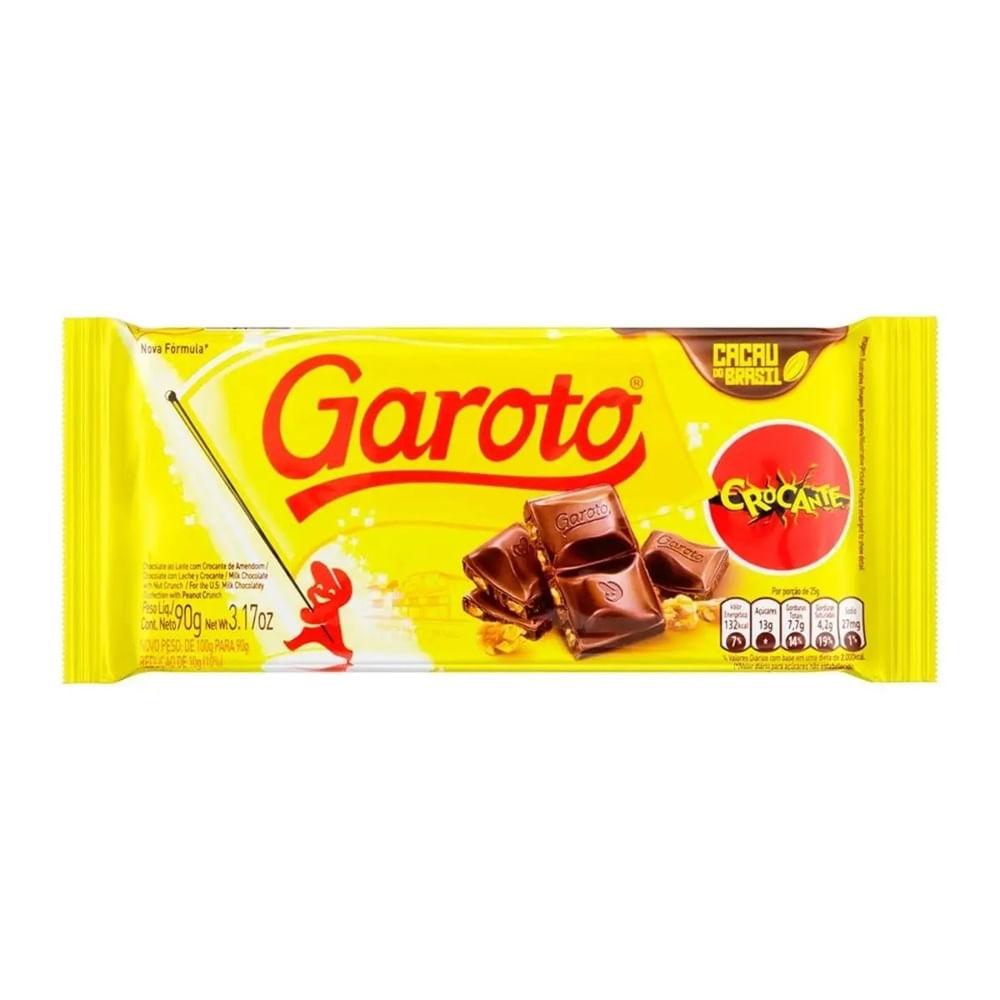 Chocolate Tablete Garoto 80g Crocante Loja Novamix